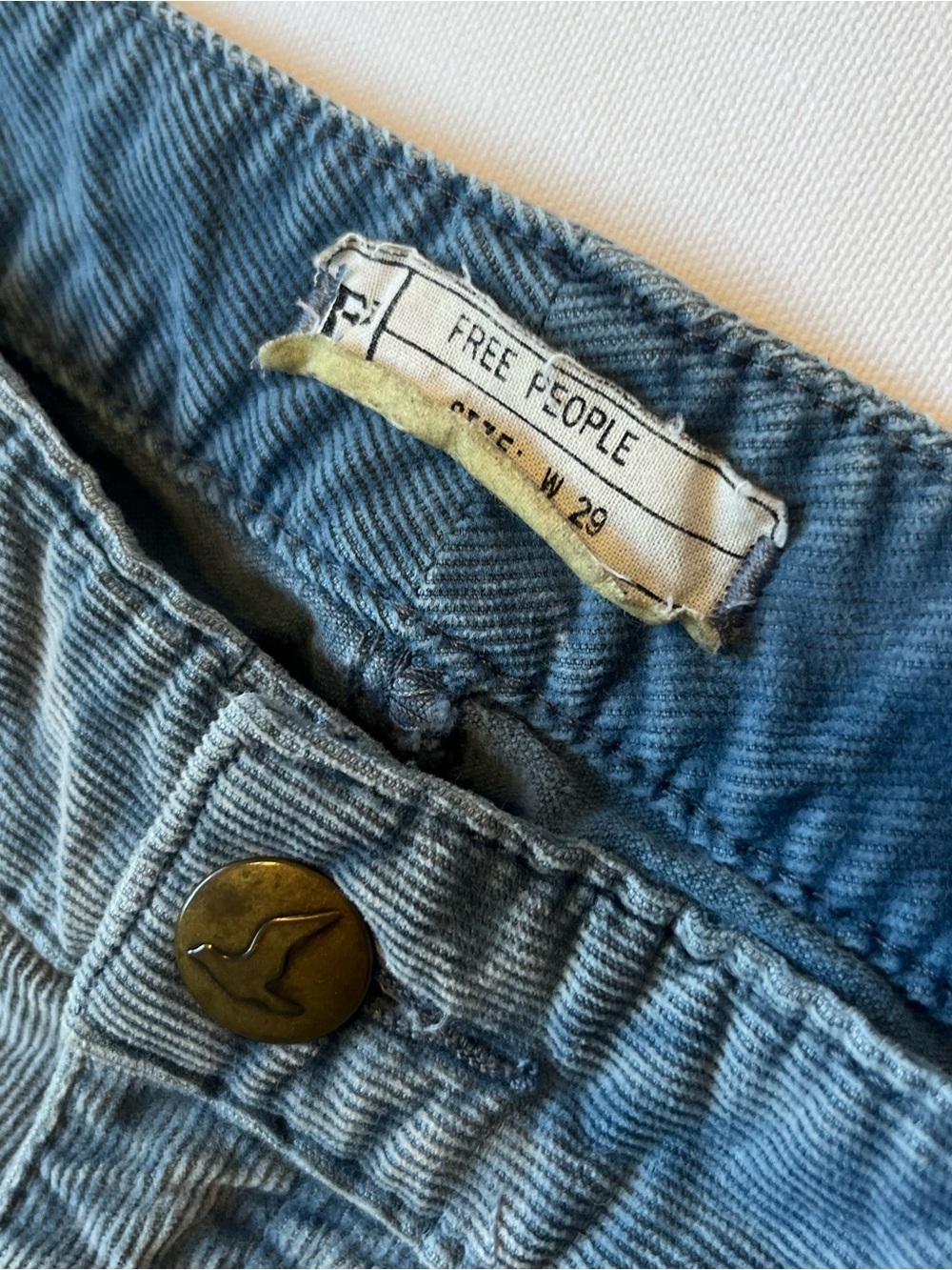 Free People Corduroy flare pants Low rise waist 29 Blue Y2K Womens Boho Festival - Picture 4 of 10